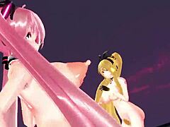 3D анимация минета с большими сиськами в горячей сцене экшена