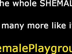 Solo Ebony Shemale Strokes and Spunks Hard