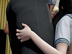 棕发大学荡妇大奶渴望怪物鸡巴肏屁股，在Hentai群交中