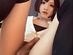 요, 단발 일본 레이디보이가 캠에서 조용히 가짜 섹스하는 거 봐!