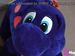 naughty babe andi strips naked to tease her small tits and play with toys