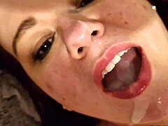 BBW wife swallows friend’s huge load on camera