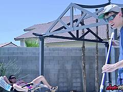 sofie marie the cougar seduces pool guy for deepthroat and doggystyle