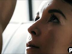 Slender woman dominates in a challenging scenario