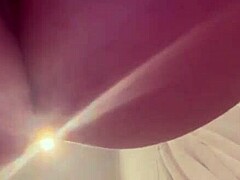 amateur sitting on face, cum on her boobs, shaved pussy wet