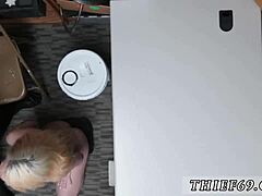 Blonde teen flashes petite body in police uniform during first hardcore theft attempt!