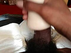 He discovered the TOY PUSSY hidden away and began his solo MASTURBATION session with intense focus.