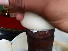 He discovered the TOY PUSSY hidden away and began his solo MASTURBATION session with intense focus.