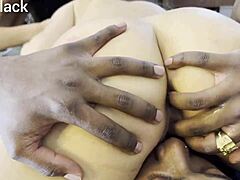 Two Beautiful Girls Fuck Handsome Black Man With Big Cock In The Bush