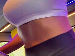 I got excited seeing that petite pornstar at the gym.