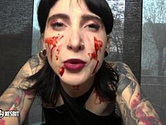 Psycho femdom with Lou Nesbit and Lia Louise jerk off instructions