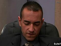 Naughty gay guys give each other handjobs and blowjobs at work
