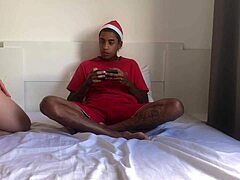 Indian And Latina Amateurs In Christmas POV Scene
