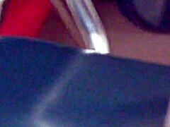 playful latina teases with her soles in the classroom setting.