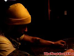 muscular gay interracial threesome on the dancefloor