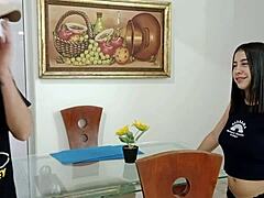 Hermanastra Stops Cleaning and Sucks Stepsons Dick