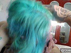Blue-haired teen gets her pussy and asshole filled