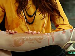 brunette bride catches the eye of a lesbian friend at the wedding