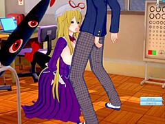 Intense breast squeezing Yukari Yakumo Touhou 3DCG hentai