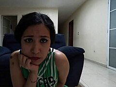 Mexican cheerleader hikes skirt and cums on vibrator