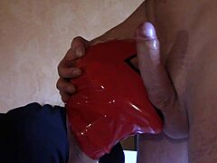 Laura moans during blowjob and deepthroat on sofa