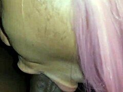 She Loves Sloppy Sucking This Big Cock Intensely