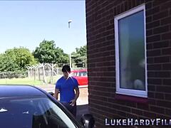 brit milf sucking dick in doggystyle with handjob and blowjob