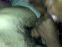 Ebony girl gives intense blowjob to european cock