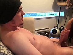 first time rimjob, sucking dildo, banging hard to finish