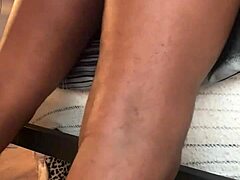 Ebony pregnant woman enjoys homemade sex