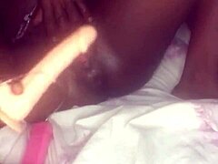 Dildo pussy and anal ride till creampie