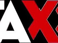 Super hot brunette seduces him in purple lingerie