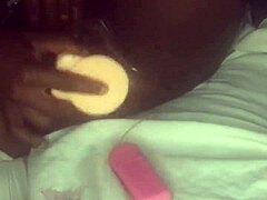 Dildo pussy and anal ride till creampie