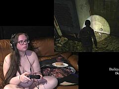 naked brunette with tattoos plays game left behind part 3