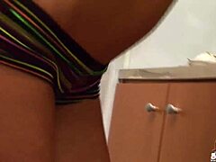 Babe models new skinny jeans with panties.