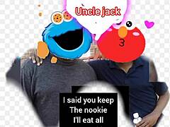 Uncle Jack sings a Sesame Street remix without voice effects on the street.