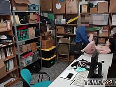 Police officer brings two females to the back apartment for some fun.