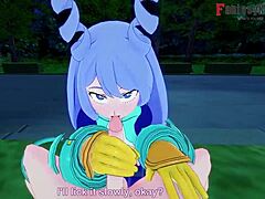 nejire hado gives steamy pov blowjob in boku no hero scene.