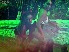 Nicole Brazil and Vivi Capetinha's lesbian threesome with a hot brunette