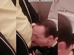Adrian mamando no banheirao do shopping with amateurs in a gay cock sucking scene.