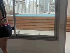 Petite latina teen exercises then gets fucked in gym with deluxeshura0