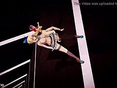 Adorable girls dancing cutely in mmd animation