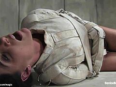 look at this bound slut getting her pussy vibrated while gagging