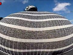 yo, check this hot morena showing off her butt while riding a bike outdoors