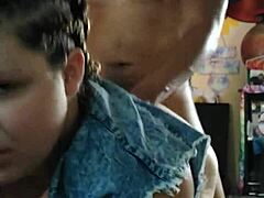 Feeling the intense pounding in doggystyle position, bent over, her emotions run wild with passion