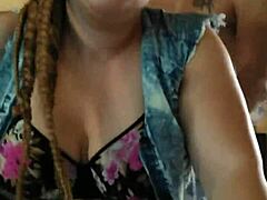 Feeling the intense pounding in doggystyle position, bent over, her emotions run wild with passion