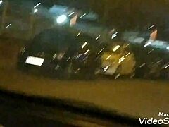 Handjob given on public road outdoors