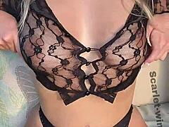 This freak adores lingerie!