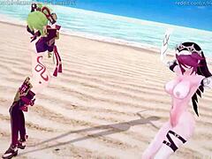 Genshin Impact MMD Features Rosaria and Kuki Shinobu in Rockabye Scene