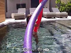 michelle martinez gives blowjob in the pool